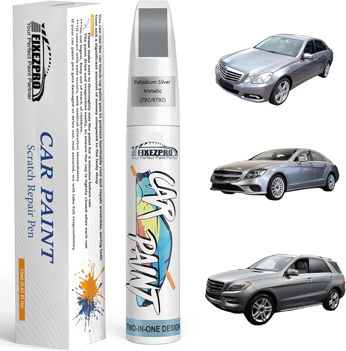 792/9792 Palladium Silver Metallic Car Touch Up Paint for Mercedes-Benz, Color Match Auto Paint Repair Pen,Professional Car Scratch Repair Remover Pen Quick & Easy to Use
