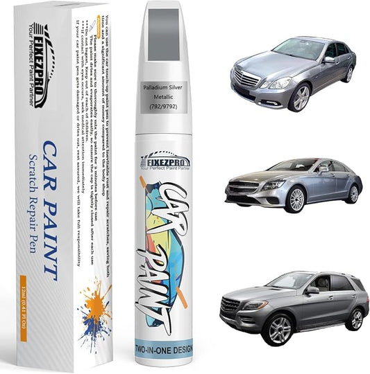 792/9792 Palladium Silver Metallic Car Touch Up Paint for Mercedes-Benz, Color Match Auto Paint Repair Pen,Professional Car Scratch Repair Remover Pen Quick & Easy to Use