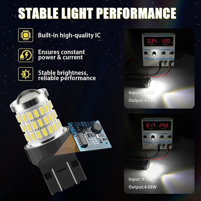 iBrightstar 7443 LED Bulb White, 7440 LED Reverse Light Bulbs Super Bright for Backup Lights Tail Lights Parking Lights, 2 Pack