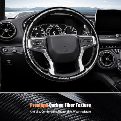 Aimato Customized Steering Wheel Cover for Chevy Silverado 1500 2019-2026/2500 3500 2020-2026/Blazer 2019-2025/Suburban Tahoe 2021-2024,Thin,Anti-Slip,Scratch-Resistant Car Accessory for Chevrolet