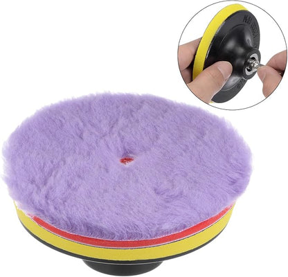 HARFINGTON 2pcs Wool Polishing Pads, 5.5 inch Purple Wool Buffing Wheel with Hook and Loop for Car Polisher Car Polishing and Buffing
