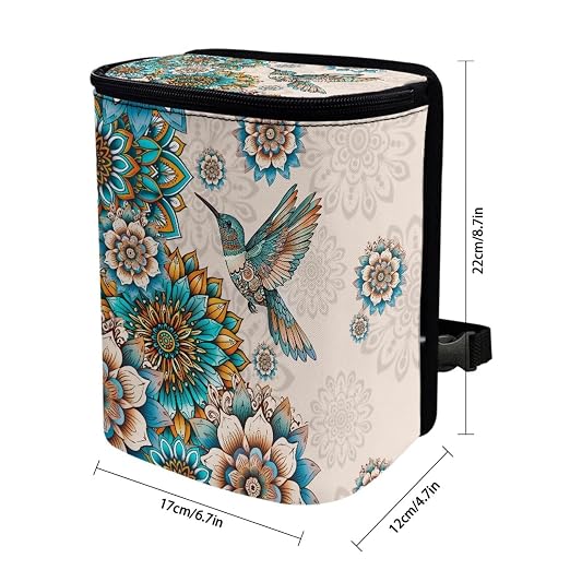 BIGCARJOB Lotus Hummingbird Car Trash Bag Car Trash Interior Accessories for Back Seat Headrest Car Trash Bin Hanging Trash Bag for Car Garbage Can
