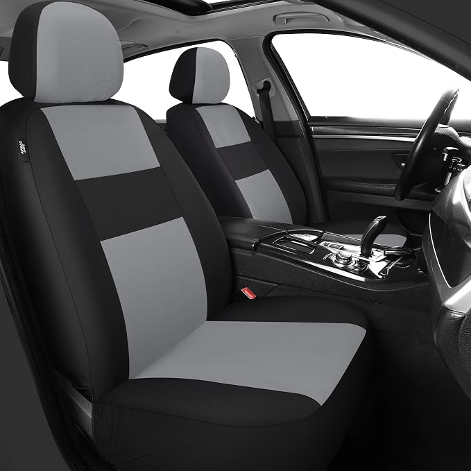 VarCozy Seat Covers for Car Front Pair, Breathable Cloth Front Car Seat Covers, Universal Cloth Seat Covers for SUV Sedan Van, Automotive Interior Covers, Airbag Compatible