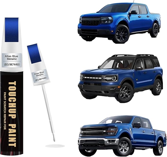 Atlas Blue Metallic(B3/M7440) Car Paint Touch Up Pen Compatible with Ford,2-In-1 Color Accurate Touch Up Car Scratch Repair Paint Exact Match Ford Series Automotive Scratch Remover for Nicks&Chips Repair