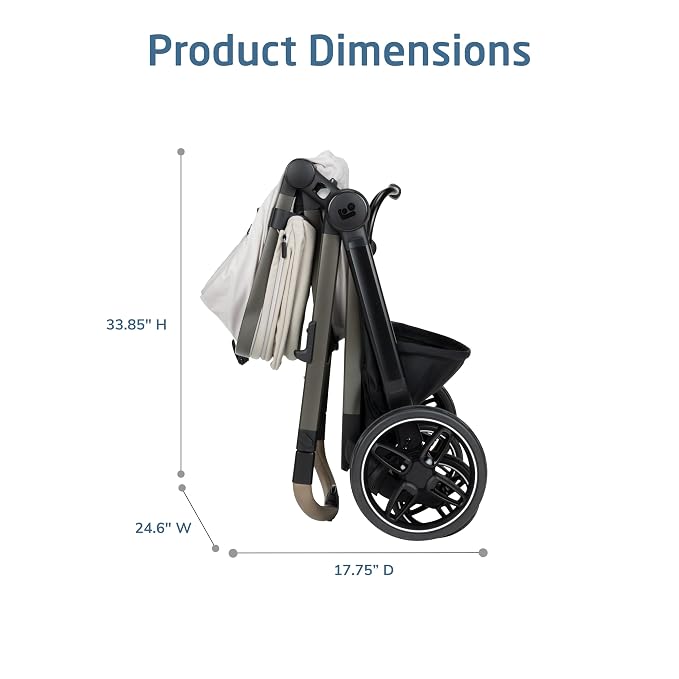 Maxi-Cosi Zelia Pro 5-in-1 Travel System with Mico Pro Infant Car Seat and Baby Stroller Combo, Reversible Seat, Large Wheels, Adjustable Handle, Newborn to Toddler, Lightweight, Classic Oat