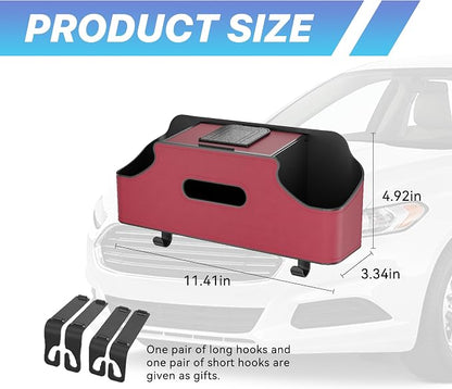 Car Seat Back Organizer, 3-in-1 Vehicle Backseat Storage Box with Cup Holder Tissue Box Trash Bin & Hooks, Multifunctional Auto Interior Headrest Organizer, Universal for SUV RV Truck (Red)