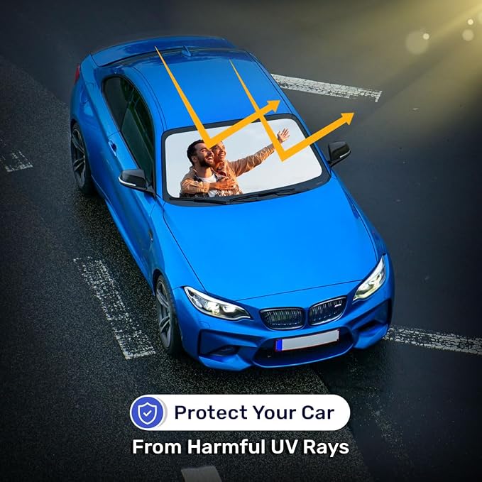GENANY Custom Windshield Sun Shade for Car SUV Truck (55x30 Inches), Turn Your Photo Logo Text Into Windshield Sunshades, Personalized Car Sun Shades, Customized Sun Blocker Keep Your Vehicle Cool