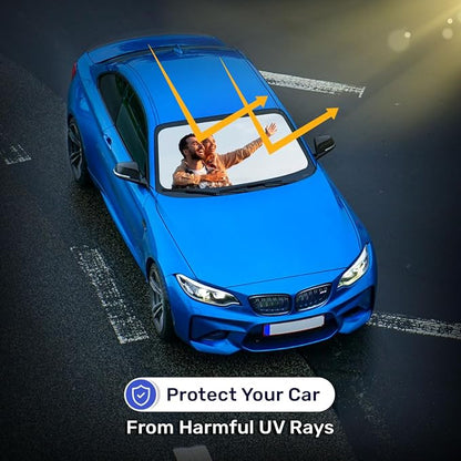 GENANY Custom Windshield Sun Shade for Car SUV Truck (55x30 Inches), Turn Your Photo Logo Text Into Windshield Sunshades, Personalized Car Sun Shades, Customized Sun Blocker Keep Your Vehicle Cool