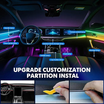 2026 Upgraded Dreamcolor Acrylic Interior Car LED Strip Light with Self-Developed App Dreamcolor RGB 14 in 1 | Dual Zone Control | Super Brighter Strips | Music Sync Ambient Lighting Car Interior