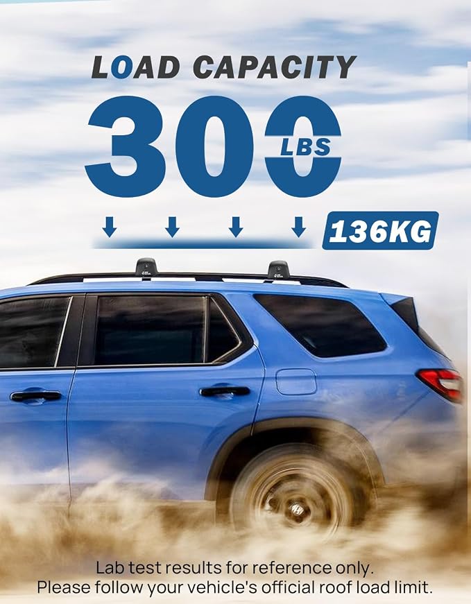 JOYTUTUS Roof Rack Cross Bars Compatible with Honda Pilot 2023-2025 Sport TrailSport Touring Elite with Raised Rails, Lockable Aluminum Crossbars for Roof Racks Canoes Bikes Skis(Not for LX & EX-L)