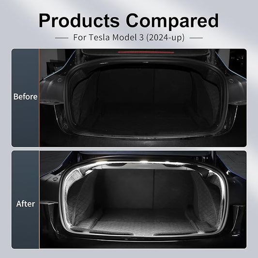 Trunk LED Light Strip for Tesla Model 3 2024 2025 2026 - Waterproof & Easy Installation Interior Lighting Bar with Flexible Silicone, Trunk Ambient Lighting Accessories (DC 15V, Cool White)