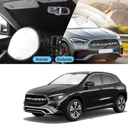 TINGLU Sun Shade for Mercedes Benz GLA 2015-2020 Accessories Windshield Sun Shade Window Shade UV Rays Protection Sun Visor Cover with Steering Wheel Sunshade Storage Bag