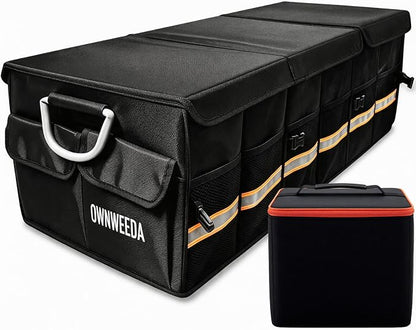 90L Large Car Trunk Organizer with 30L Removable Leakproof Cooler Bag, Collapsible Storage Bin with Lid & Dividers, Heavy Duty Accessories for SUV Sedan, Ideal for Grocery Camping Road Trip