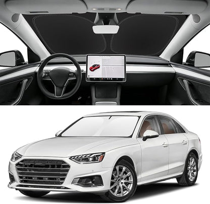 Custom Fit Windshield Sun Shade for Audi A4 2017-2025, Blocks UV & Heat, Front Window Sunshade Accessories, Easy Fold & Store Keep Your Car Cooler