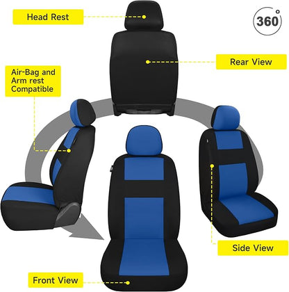 VarCozy Seat Covers for Car Front Pair, Breathable Cloth Front Car Seat Covers, Universal Cloth Seat Covers for SUV Sedan Van, Automotive Interior Covers, Airbag Compatible