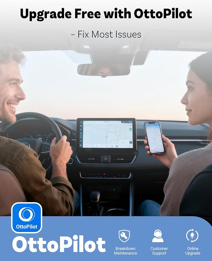 OTTOCAST 2026 Mini Slim USB C 2-in-1 Wireless CarPlay Adapter, Plug & Play | Android Auto Adapter, 5s Auto-Connect, Mini Size,Remember Two Phones