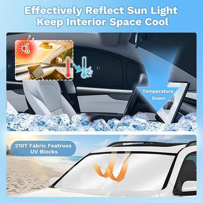 KUST Car Window Shades for 2020-2024 Tesla Model Y Accessories with No-Fall Suction Cups Windshield Sun Shade Side Rear Window Covers Sunshade Privacy Protection for Camping 8PCS(Not for Juniper)