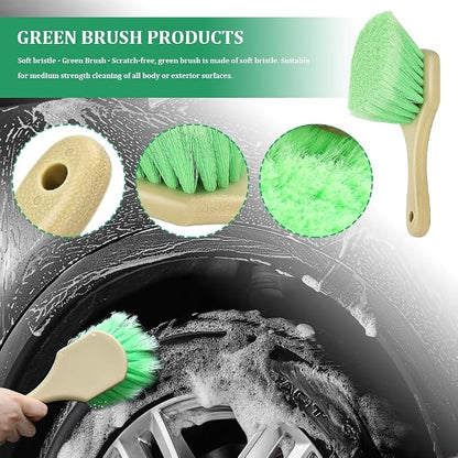 3PCS Wheel Rim & Tire Brush Set, Car Cleaning Supplies, Wheel Brushes for Cleaning Wheels, Universal Bendable & Durable C ar W heel Brush Set Car Accessories for Auto, RV, Truck, Motorcycle