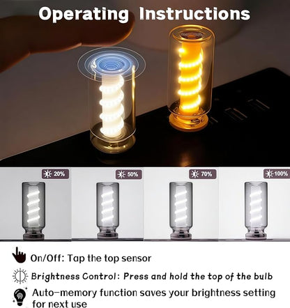 LED Car Interior Light, Touch Control USB Night Lamp, Retro Style Ambient Lighting for Auto, Bedroom, Desk (2PCS White)