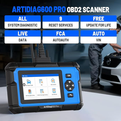 TOPDON ArtiDiag600 Pro, OBD2 Scanner Diagnostic Tool for All Systems, Code Reader Scan Tool with 9 Essential Maintenance Functions, Upgraded Version of AD600S/AD500, Lifetime Free Update