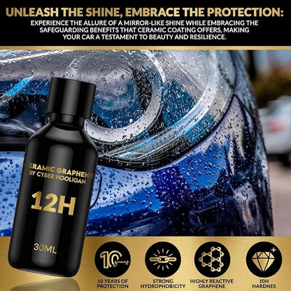 12H Advanced Graphene Ceramic Coating for Cars (30ml x 2) - Car Detailing Kit, Long-Lasting Protection, Ultra High Gloss, Easy Application