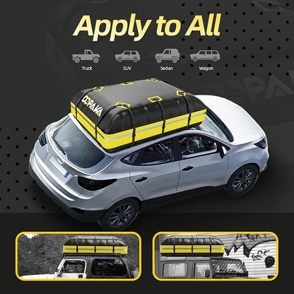 Car Rooftop Cargo Carrier Bag,100% Waterproof Heavy Duty 1000D Car Top Carrier,21 Cubic Feet Car Roof Bag for All Vehicle with/Without Rack,Anti-Tear Anti-Slip Mat, Luggage Lock,6 Door Hooks