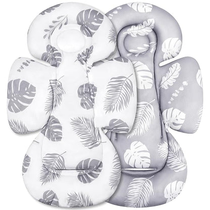 Generic Infant Car Seat Insert Compatible with Mamaroo Swing & Graco Swing and Infant Car Seat, Newborn Insert Baby Head Body Support, Reversible Design, Breathable Soft Fabric, 1Pcs - Grey Leaf