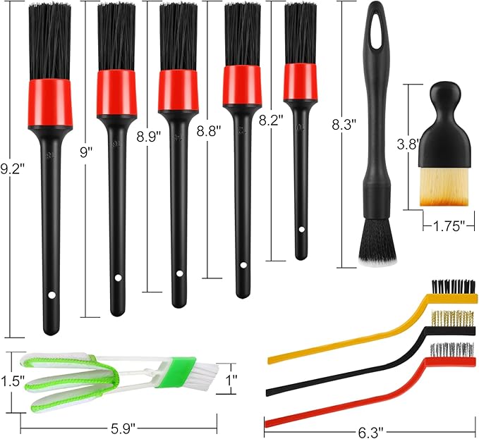 REGUICORP 13PCS Car Detailing Brush Set, Car Detailing Brush Kit, Ultra No Soft Scratch Detailing Brush, Car Cleaning Brushes for Interior or Exterior - Professional Dusting Cleaning Supplies