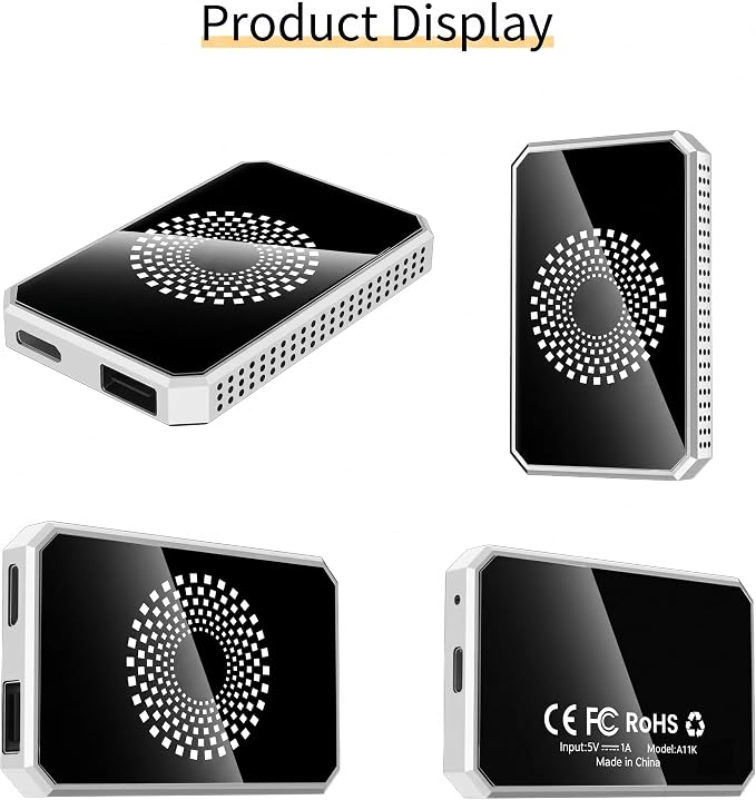 3-in-1 Wireless CarPlay & Android Auto Adapter Magic Video Box Stream Netflix YouTube TikTok with USB Drive Plug Play for Wired CarPlay Android Auto Cars
