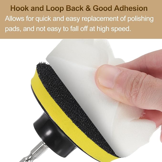 HARFINGTON 3pcs Buffing Sponge Pads 4" Polishing Wheel Waffle Finishing Grip Pad Car Buffer Polisher with Hook and Loop Back for Car Detailing Polishing Waxing, White