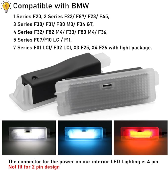Jaronx Compatible with BMW LED Footwell Ambient Light for 1' F20, 2' F22, 3' F30, 4' F32, 5' F10, 7' F01, X3 F25, X4 F26, Under Dash Ambient Lights Interior LED Atmosphere Lighting