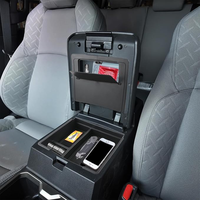 2PCS Centre Console Organizer Tray for Toyota 2024 2025 Tacoma(4th Gen) Accessories Armrest Storage Box and Hidden Storage Box Secret Compartment