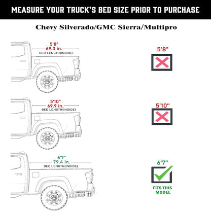 Toptiny Hard Folding Truck Bed Tonneau Cover |THTF030|Fits Chevy/GMC Silverado/Sierra 1500(2007-2026) 2500 3500 HD(2007-2019), Works w/MultiPro/Flex Tailgate 6' 7" Bed (79.4")