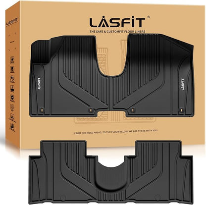 LASFIT Floor Mats for Hyundai Ioniq 5 2024 2023 2022 Only Movable Console (Limited Models), Custom Fit TPE All Weather Floor Liners 1st & 2nd Row Car Mats for Ioniq 5 Slide Console Version, Black