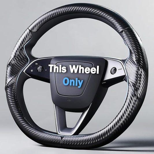 Steering Wheel Cover for Tesla Model 3 2024-Present Highland/Tesla Model Y Juniper 2025-Present, Carbon Fiber Steering Wheel Cover for Tesla Model 3 Highland/Y Juniper Accessories, Matte Black