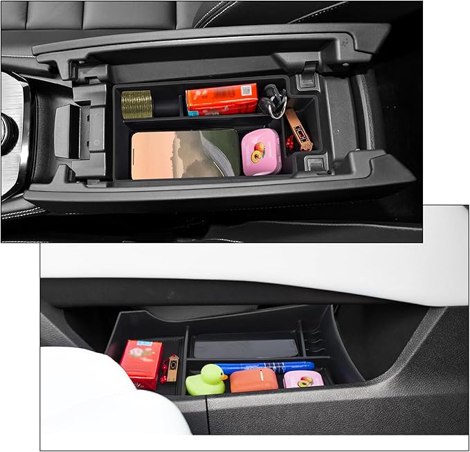 Center Console Organizer Compatible with Nissan Rogue 2021-2025 2026 Armrest Storage Box Insert Tray Interior Secondary Accessories(2PCS Center Console Tray)
