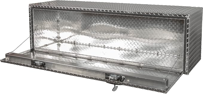 Buyers Products 1705115 Diamond Tread Aluminum Underbody Truck Tool Box, 18 x 18 x 60, Made in USA, .100 in. Thick, Corrosion-Resistant, Locking Compression Latch, Secure Storage for Work Trucks