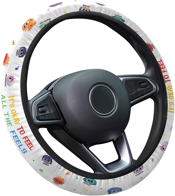 GENANY Mental Mood Steering Wheel Cover, Non Slip Polyester Car Wheel Protector for Car SUV Truck, Universal 15 Inch