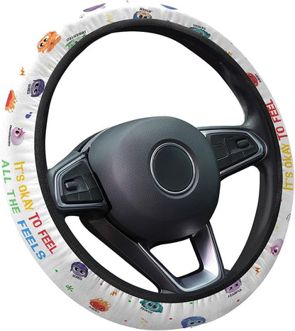 GENANY Mental Mood Steering Wheel Cover, Non Slip Polyester Car Wheel Protector for Car SUV Truck, Universal 15 Inch