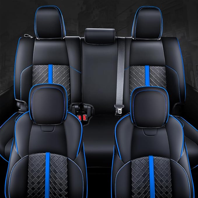 Carlimeki Leather Seat Covers Custom Fit for Tacoma Gen 4th (2024-2026) Double Cab, for SR, SR5, TRD PreRunner, TRD Sport, TRD Off-Road, Limited, Trailhunter - Armrest Covers Included - Fully Covered