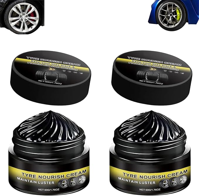 Tyre Nourish Cream, Tire Wax, Restores Black Gloss, Tire Shine, Tire Wax for Ultimate Wheel Protection, 2026 New Tyre Nourish Cream Maintain Luster, Long-Lasting Tire Shine Gelfor for Car Tires (2pcs)