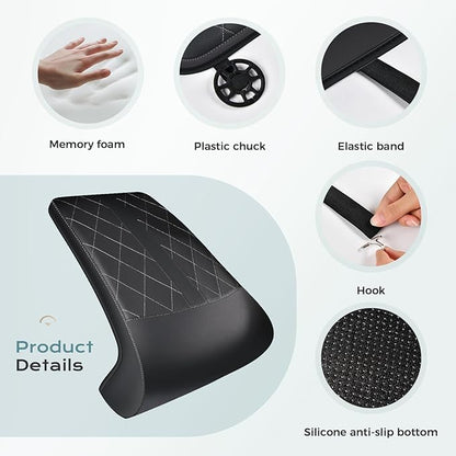 Coverado Car Seat Extender Leg Support, Leather Leg Extender Cushuin for Car Seats, Waterproof Car Seat Cushions Universal Fit for Most Vehicles (Black)