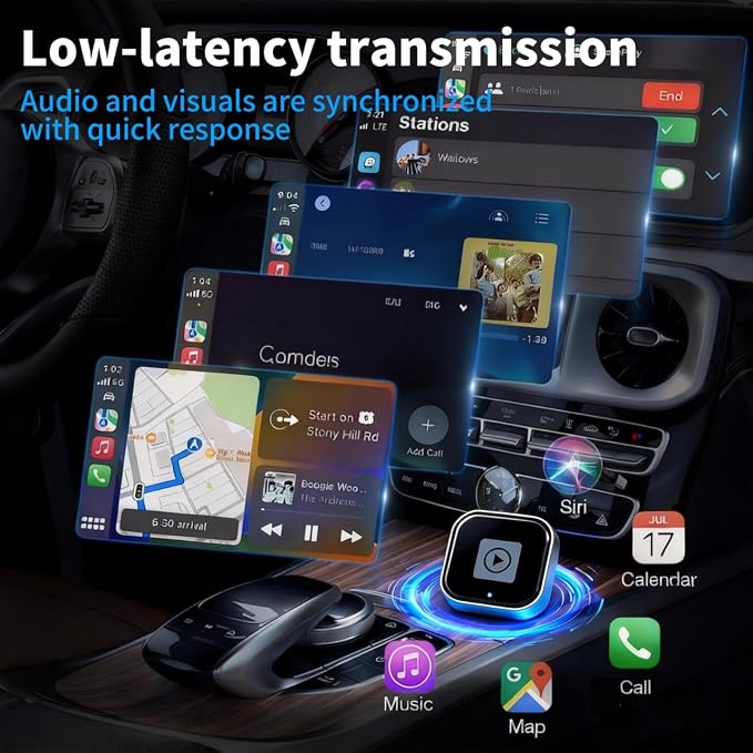 [2026 Upgrade] 2-in-1 Wireless CarPlay and Android Auto Adapter, Plug & Play, 5GHz Dual-Band Zero Latency, with USB/USB-C Converter, for iPhone/Android, Compatible with 99% Cars