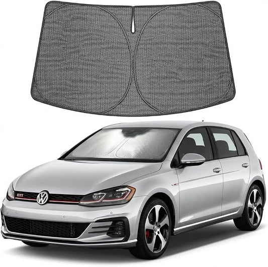 Proadsy Windshield Sun Shade Custom Fit Volkswagen Golf GTI 2022-2026 Ice Crystal Black Front Window Sunshade UV and Heat Blocker Foldable Visor Keeps Car Cooler for Summer Parking and Daily Use