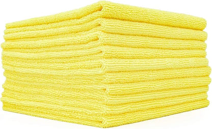 The Rag Company - Edgeless 300 - Microfiber Detailing Towels, Perfect for Removing Polishes, Sealants, and Glaze; Great for Interior Cleaning and Dirty Jobs; 300GSM, 16in x 16in, Yellow (10-Pack)