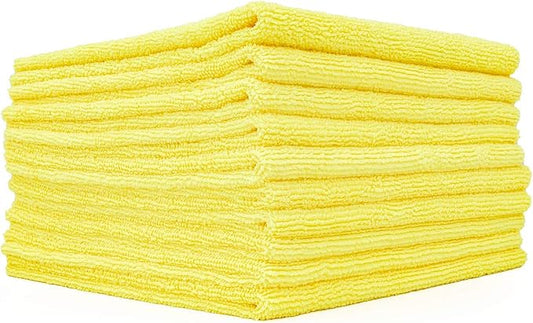 The Rag Company - Edgeless 300 - Microfiber Detailing Towels, Perfect for Removing Polishes, Sealants, and Glaze; Great for Interior Cleaning and Dirty Jobs; 300GSM, 16in x 16in, Yellow (10-Pack)
