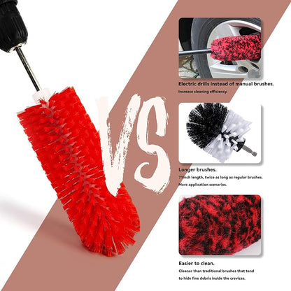 Wheel Brush, Soft Drill Wheel Cleaner Brush, Highly Dense and Durable Rim Cleaner Brush for Wheels, Rims, Engines, Exhaust,Motorcycles
