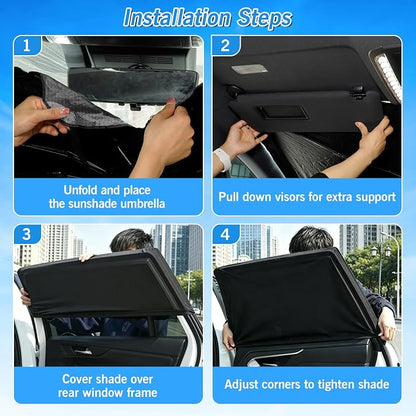 KUST Windshield Sun Shade Umbrella for Tesla Model Y 2020 2021 2022 2023 2024 (Not for Juniper) Rear Window Shades 100% UV Protection and Blackout Privacy 5PCS Car Window Covers Accessories