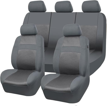 CAR PASS Seat Cover Full Sets, 3D Air Mesh Car Seat Cover with 5mm Composite Sponge Inside,Airbag Compatible Universal Fit for SUV,Vans,sedans, Trucks, Automotive Interior Covers(Pure Gray)