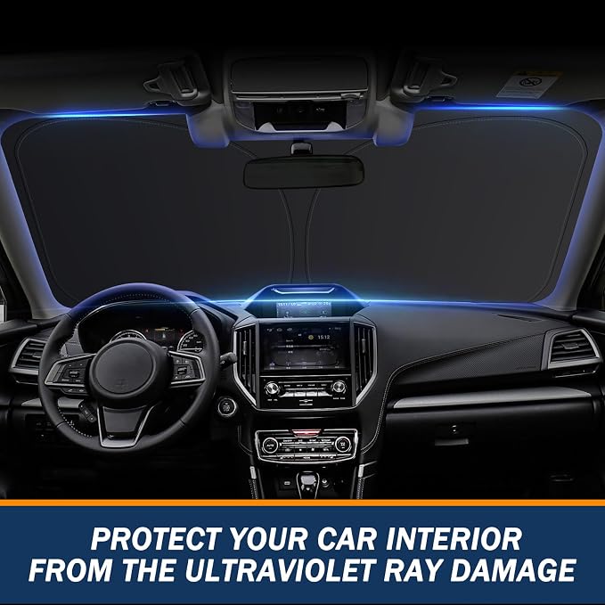 for Subaru Outback Sun Shade 2015-2024 2025, Car Front Window Covers Sun Visor Protector, Foldable Blocks UV Rays Windshield Sunshade for Subaru Outback Accessories